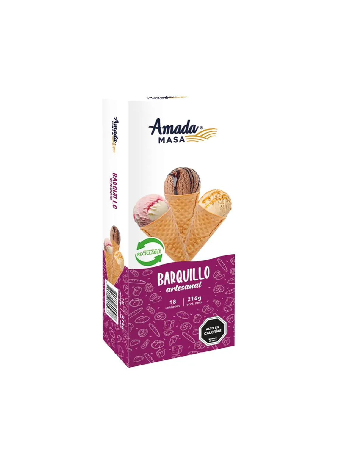 Barquillo Cono Helado Artesanal Amada Masa - 18 Unidades 1