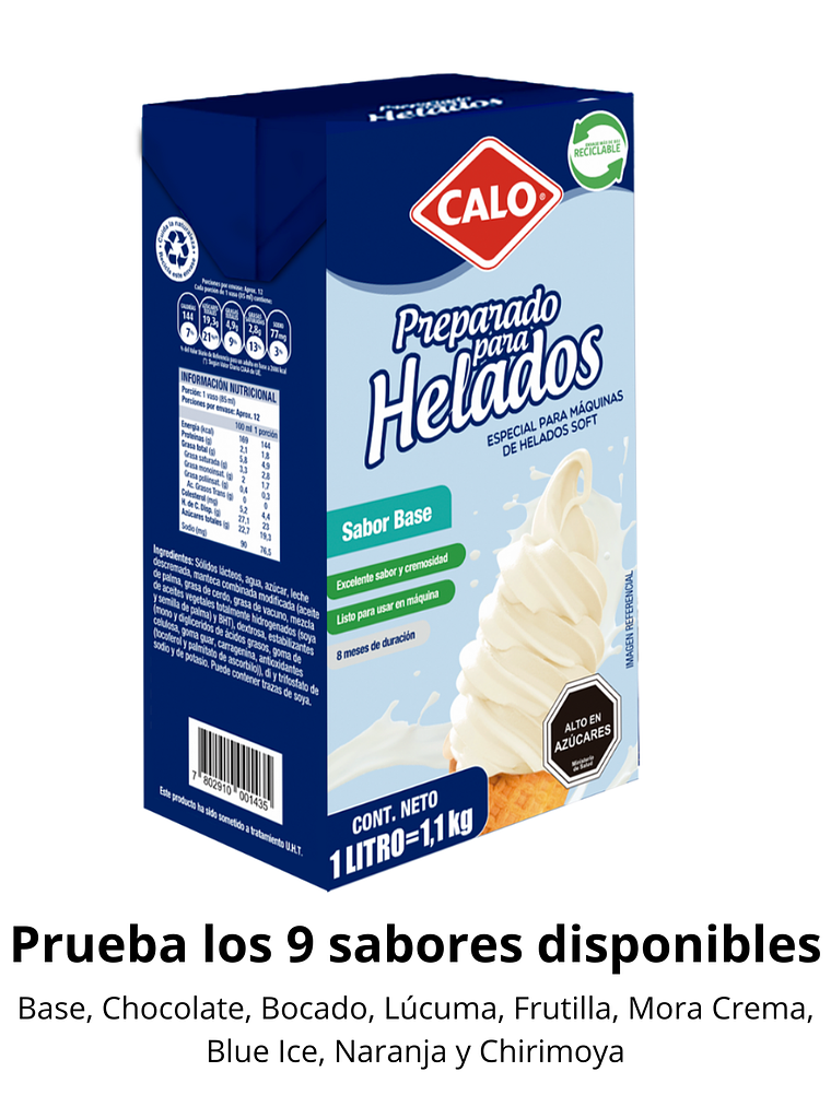 Preparado Para Helados Soft Calo Sabor Base (Tipo Cremino) (1L - 12L) 1