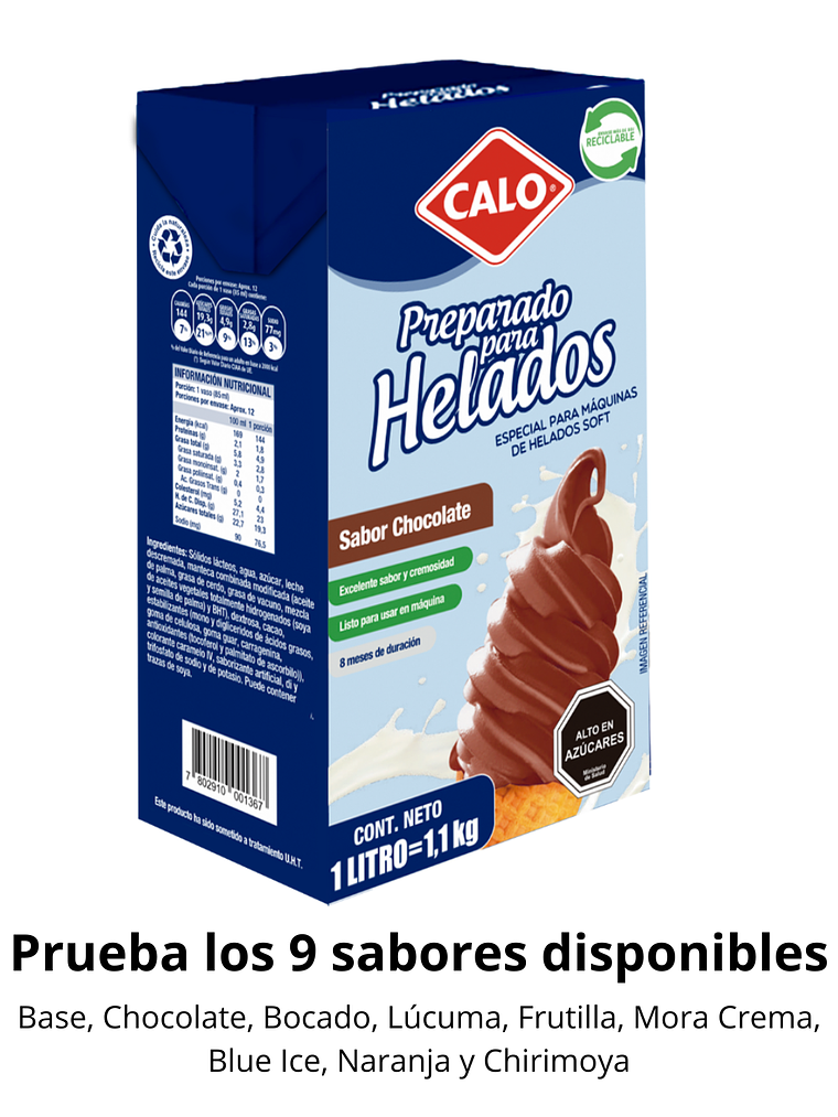 Preparado Para Helados Soft Calo Sabor Chocolate (1L - 12L) 1