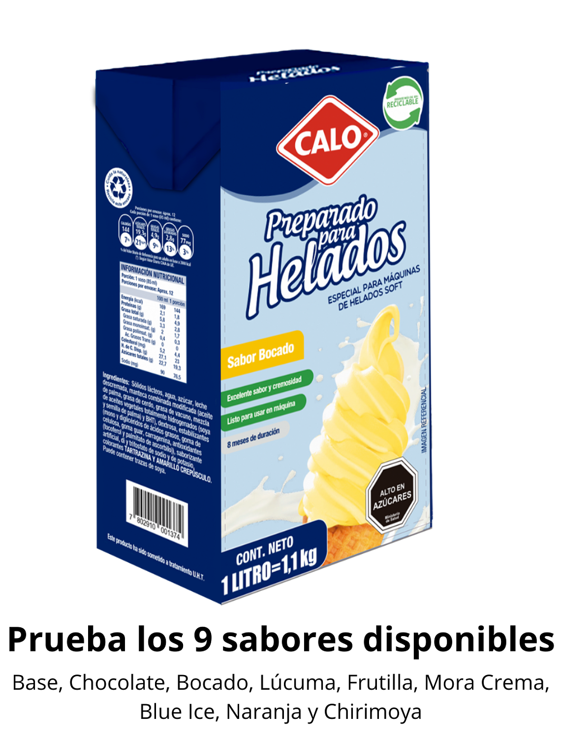 Preparado Para Helados Soft Calo Sabor Bocado (Tipo Vainilla) (1L - 12L) 1