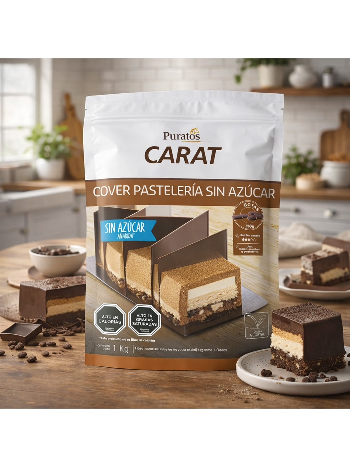 Cobertura Chocolate Puratos Carat Cover Pastelería  Sin Azúcar Semi Dulce 1