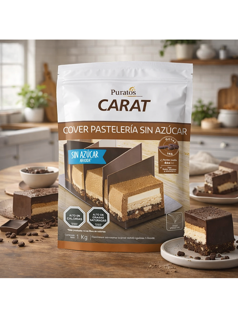 Cobertura Chocolate Puratos Carat Cover Pastelería  Sin Azúcar Semi Dulce 1