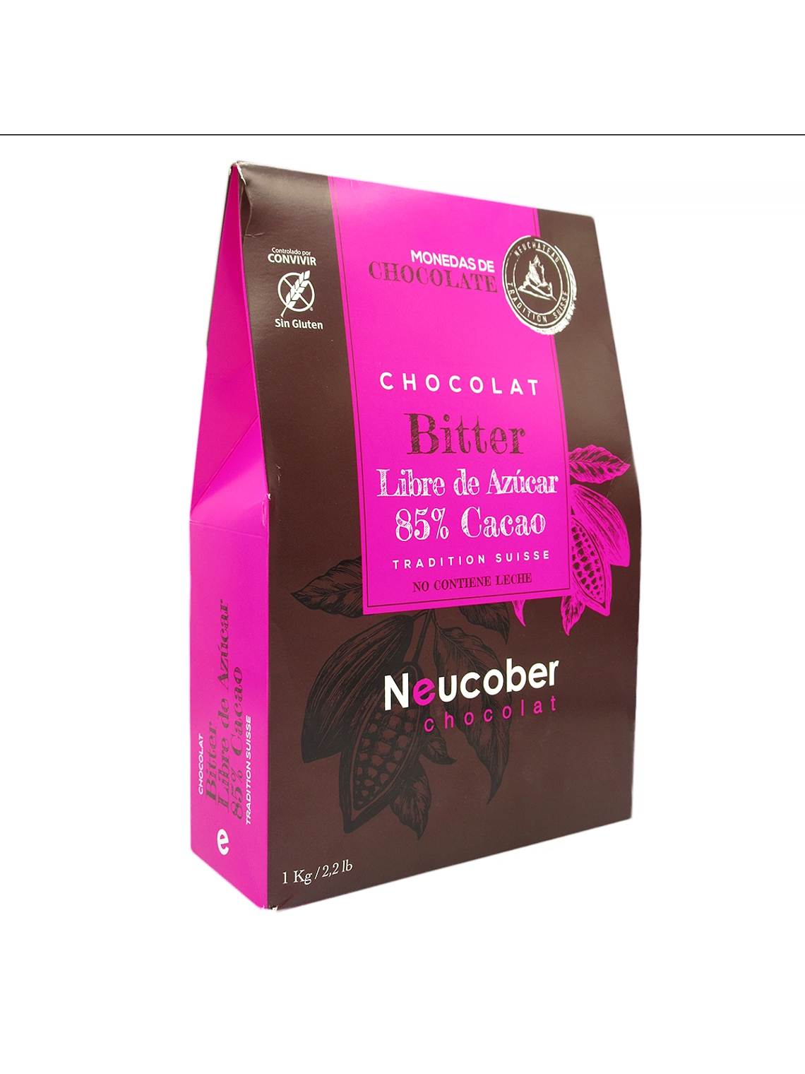 Chocolate Neucober Bitter 85% Cacao Sin Azúcar Sin Gluten 1 kg 1