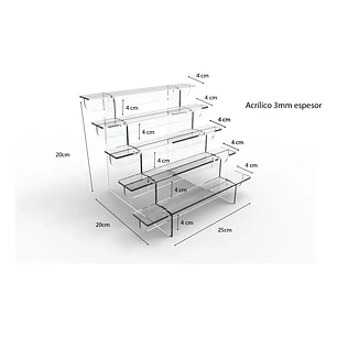 Repisa De Acrílico Espesor 3mm Dentada Mini 5 Escalones