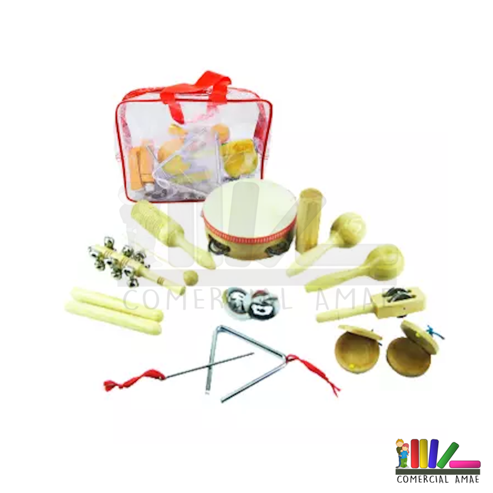 MALETA DE 10 INSTRUMENTOS MUSICALES MADERA 1