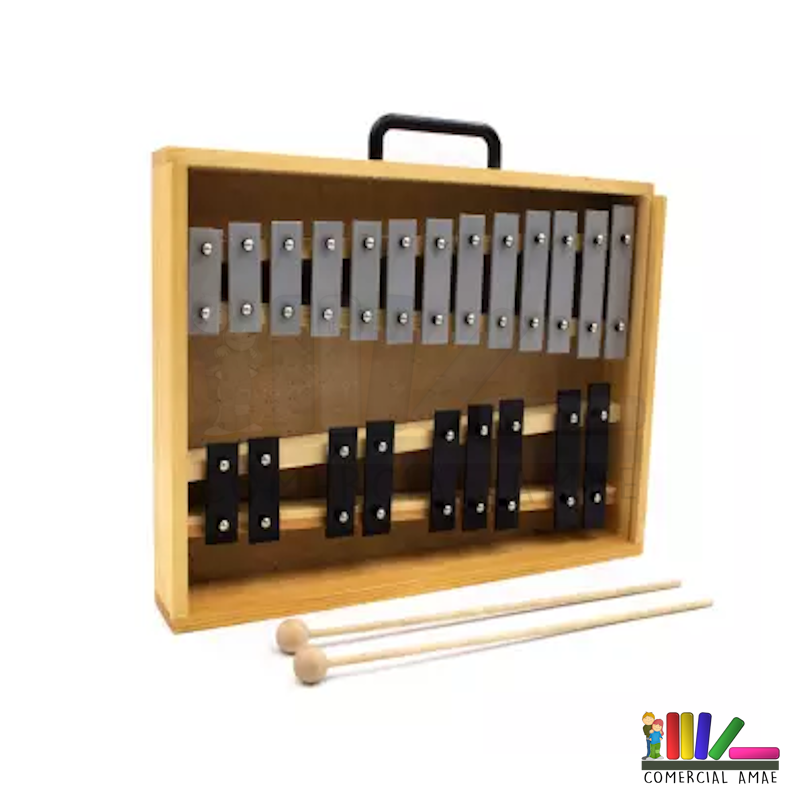 Metalófono Cromático 22 Tonos Caja Madera All22ag