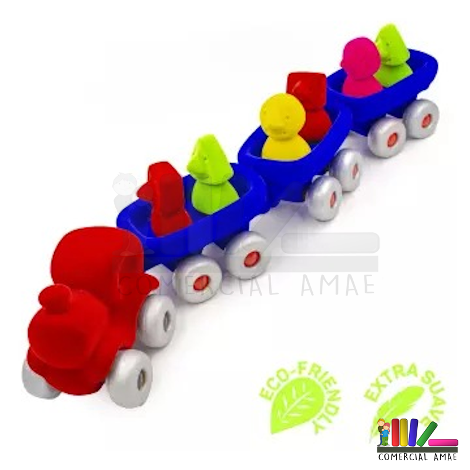 TREN CON CARROS Y PERSONAJES RUBBABU SOFT 1