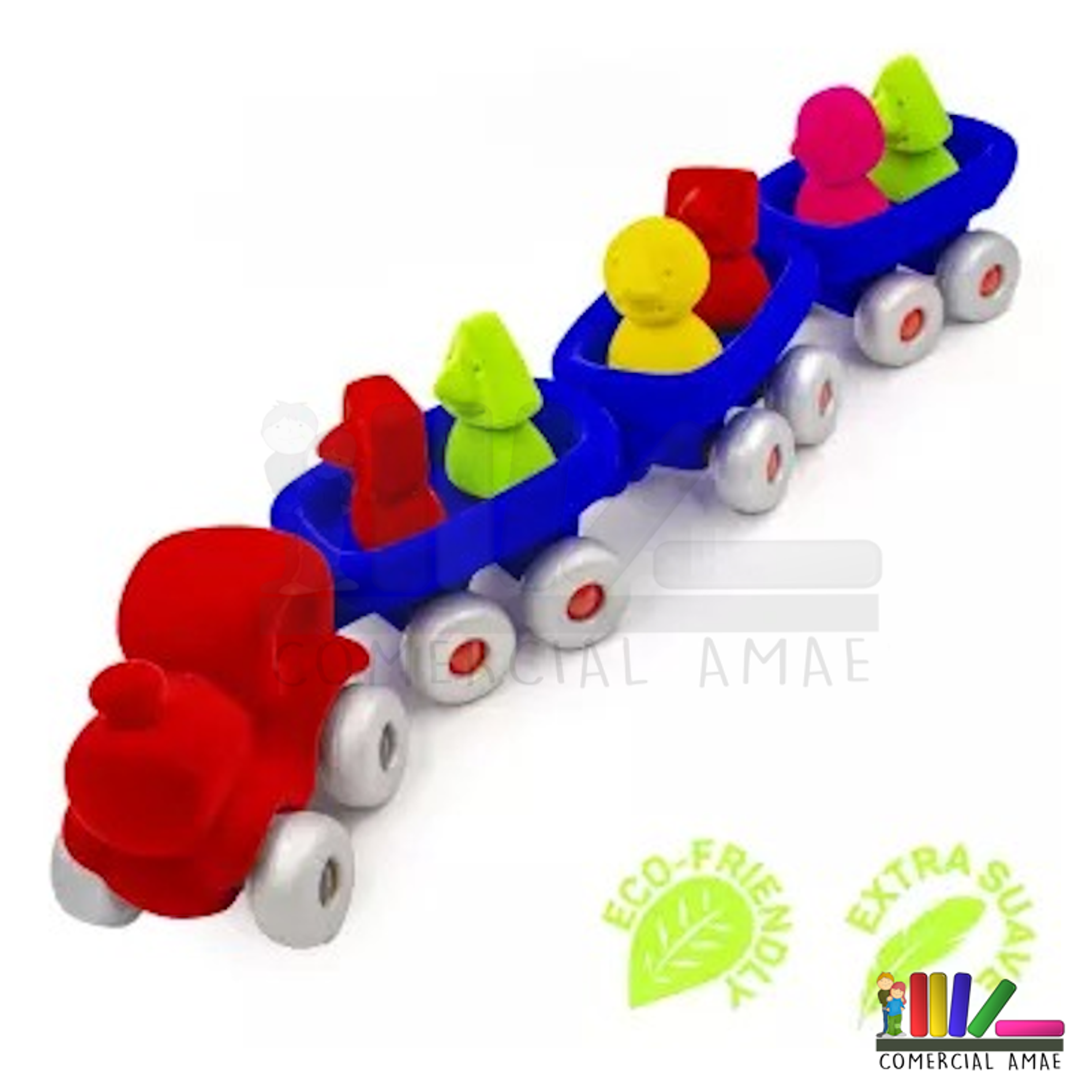 TREN CON CARROS Y PERSONAJES RUBBABU SOFT 1