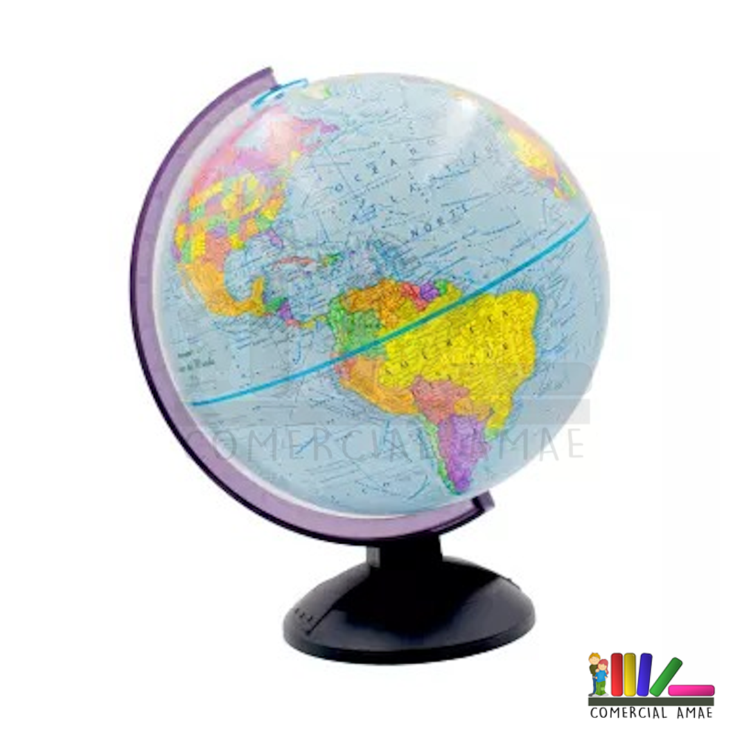 GLOBO TERRÁQUEO AZUL BASE Y ARCO PLÁSTICO 30 CM 1