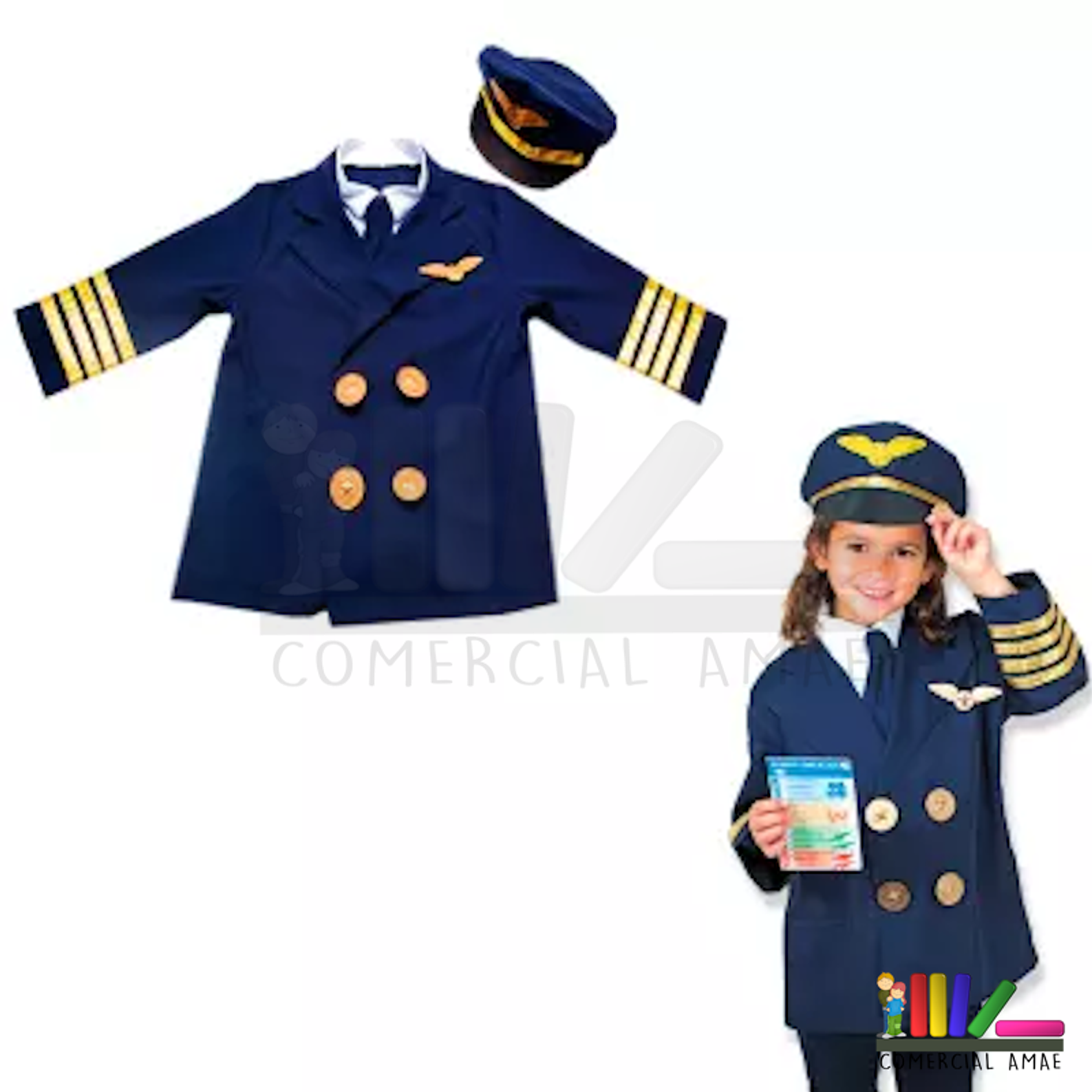 DISFRAZ DE PILOTO DE AVIÓN CON ACCESORIOS 1