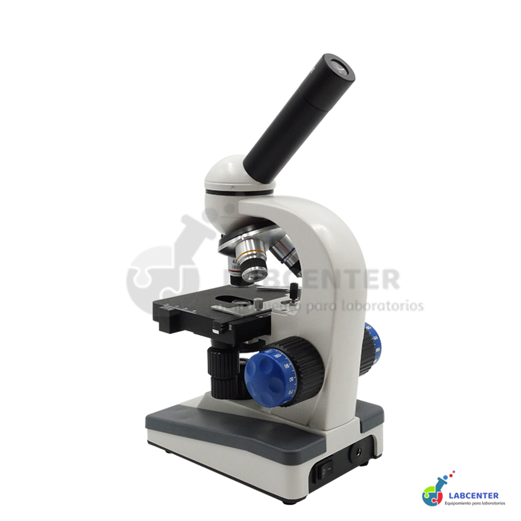 MICROSCOPIO BIOLOGICO MONOCULAR 3 OBJETIVOS PLATINA MECANICA 2
