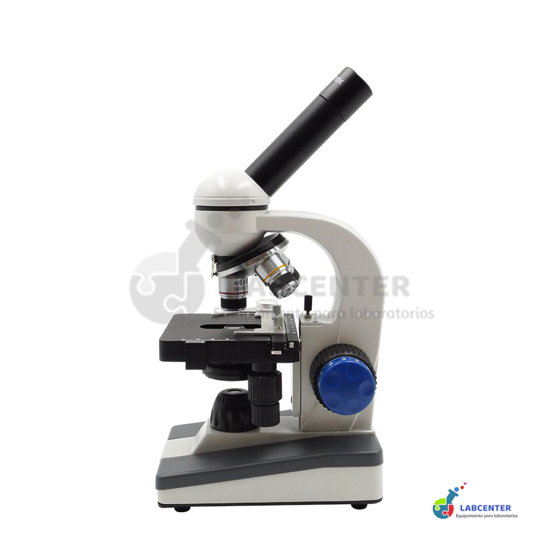 MICROSCOPIO BIOLOGICO MONOCULAR 3 OBJETIVOS PLATINA MECANICA 4