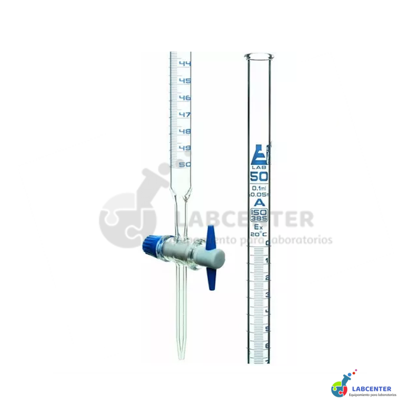 Bureta Recta Ámbar Llave PTFE