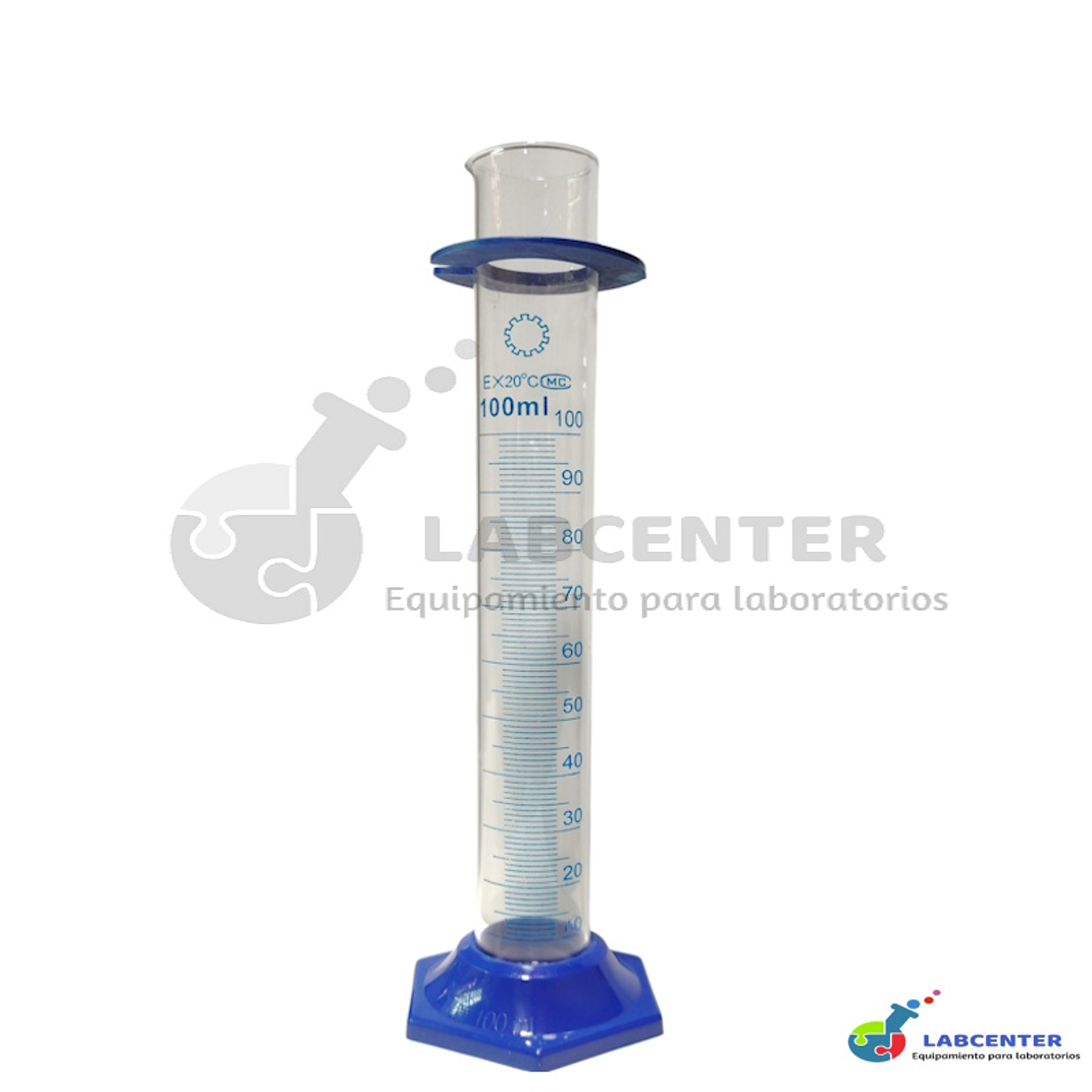 PROBETA DE VIDRIO BASE HEXAGONAL PLASTICA AZUL 100 ML 1