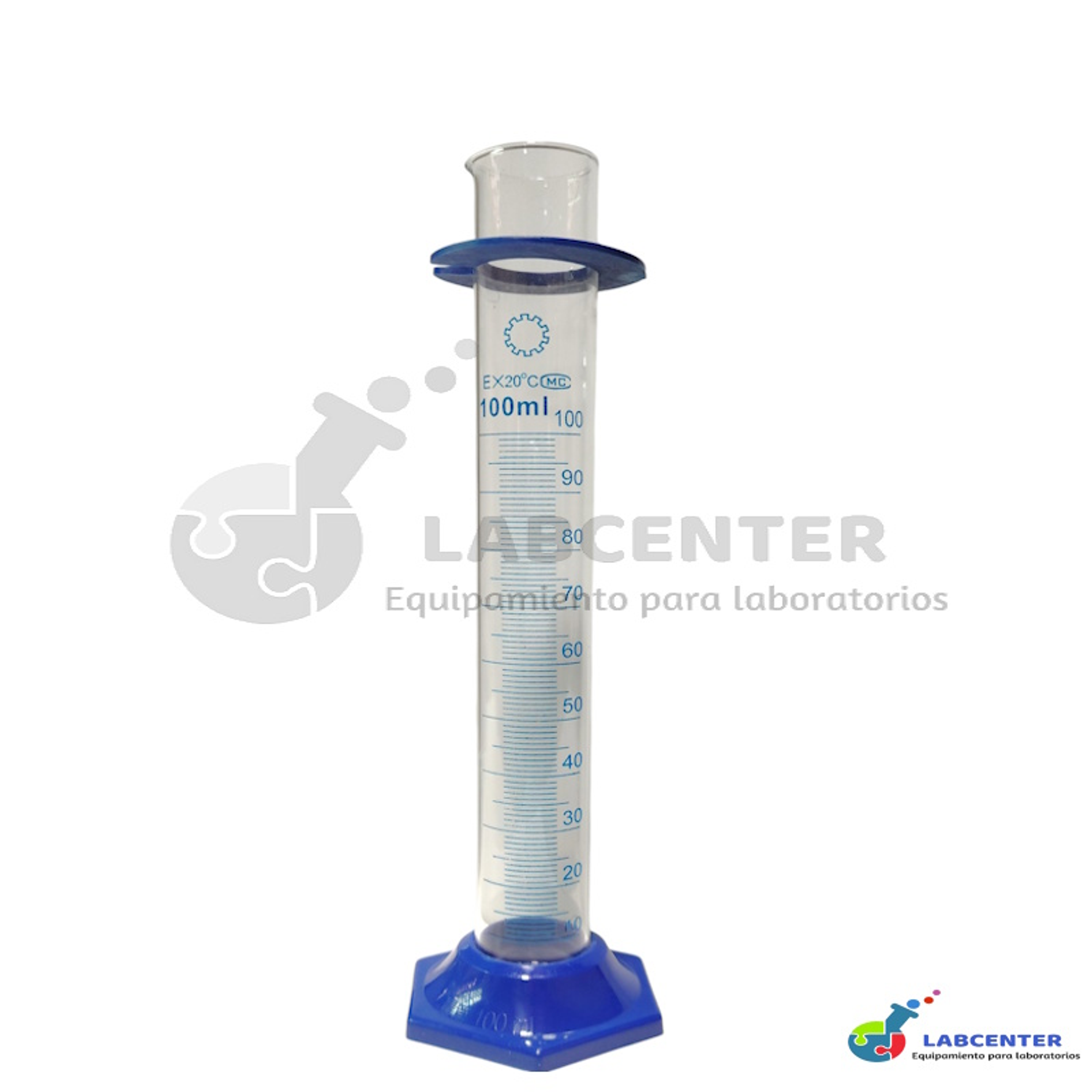 PROBETA DE VIDRIO BASE HEXAGONAL PLASTICA AZUL 100 ML 1