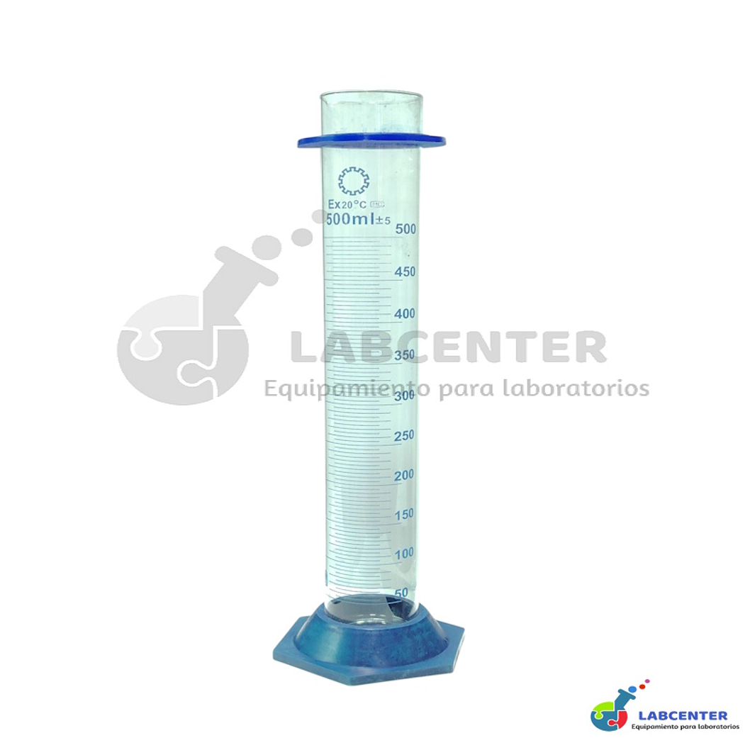 PROBETA DE VIDRIO BASE HEXAGONAL PLASTICA AZUL 500 ML 1