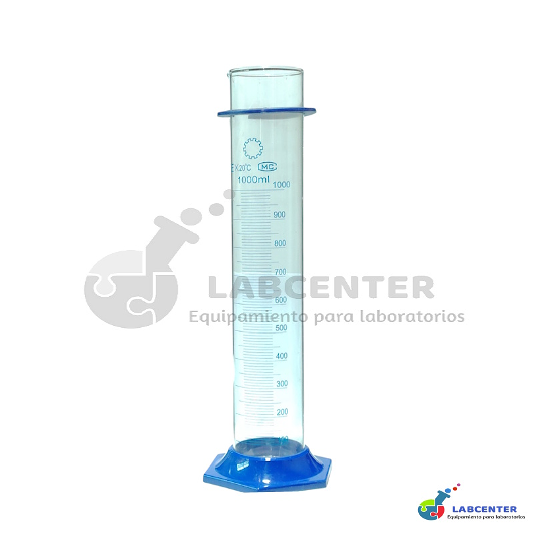 PROBETA DE VIDRIO BASE HEXAGONAL PLASTICA AZUL 1000 ML 1