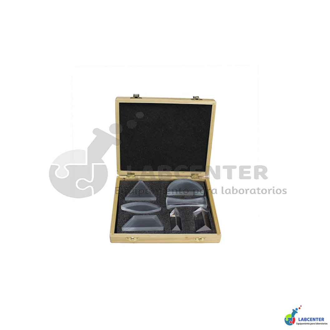 PRISMAS Y LENTES SET DE 7 ( CAJA DE MADERA) 1