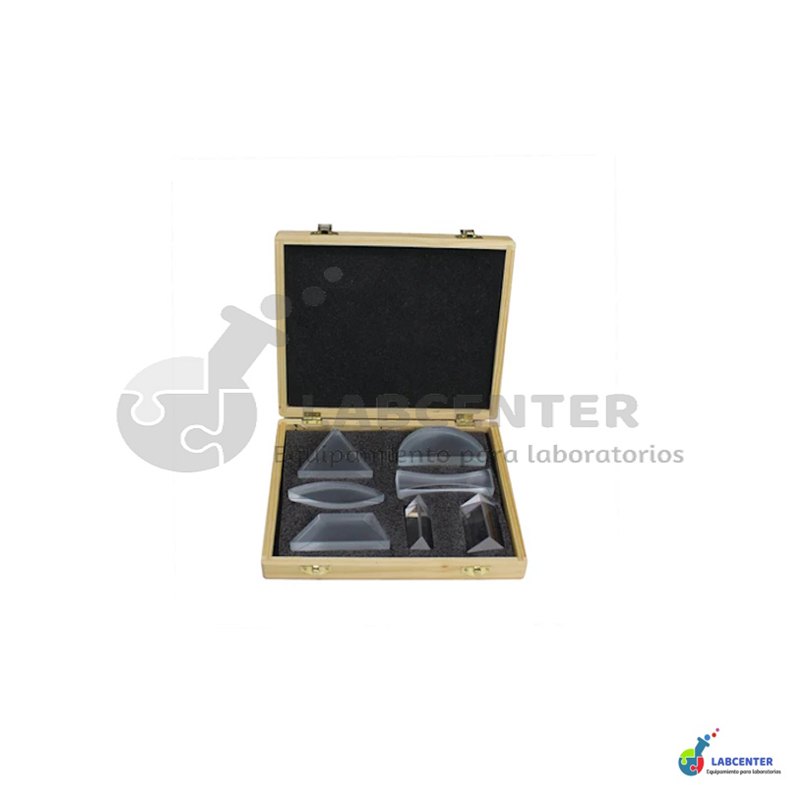 PRISMAS Y LENTES SET DE 7 ( CAJA DE MADERA) 1