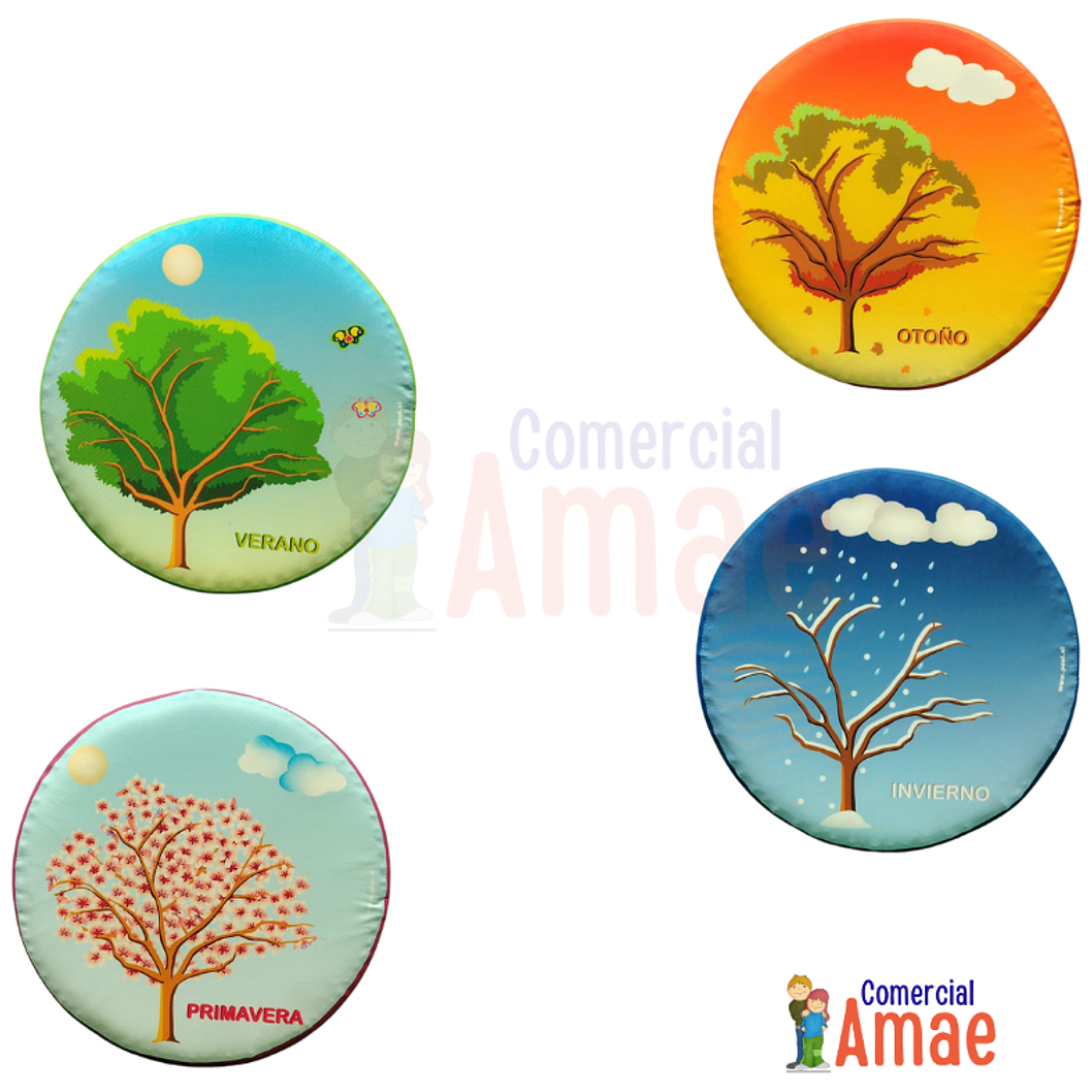 PUFF INFANTIL SERIE ESTACIONES DEL AÑO 4 PIEZAS 1