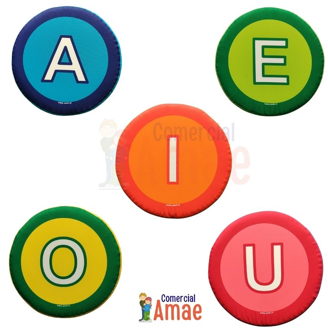 PUFF INFANTIL SERIE VOCALES 5 PIEZAS 1