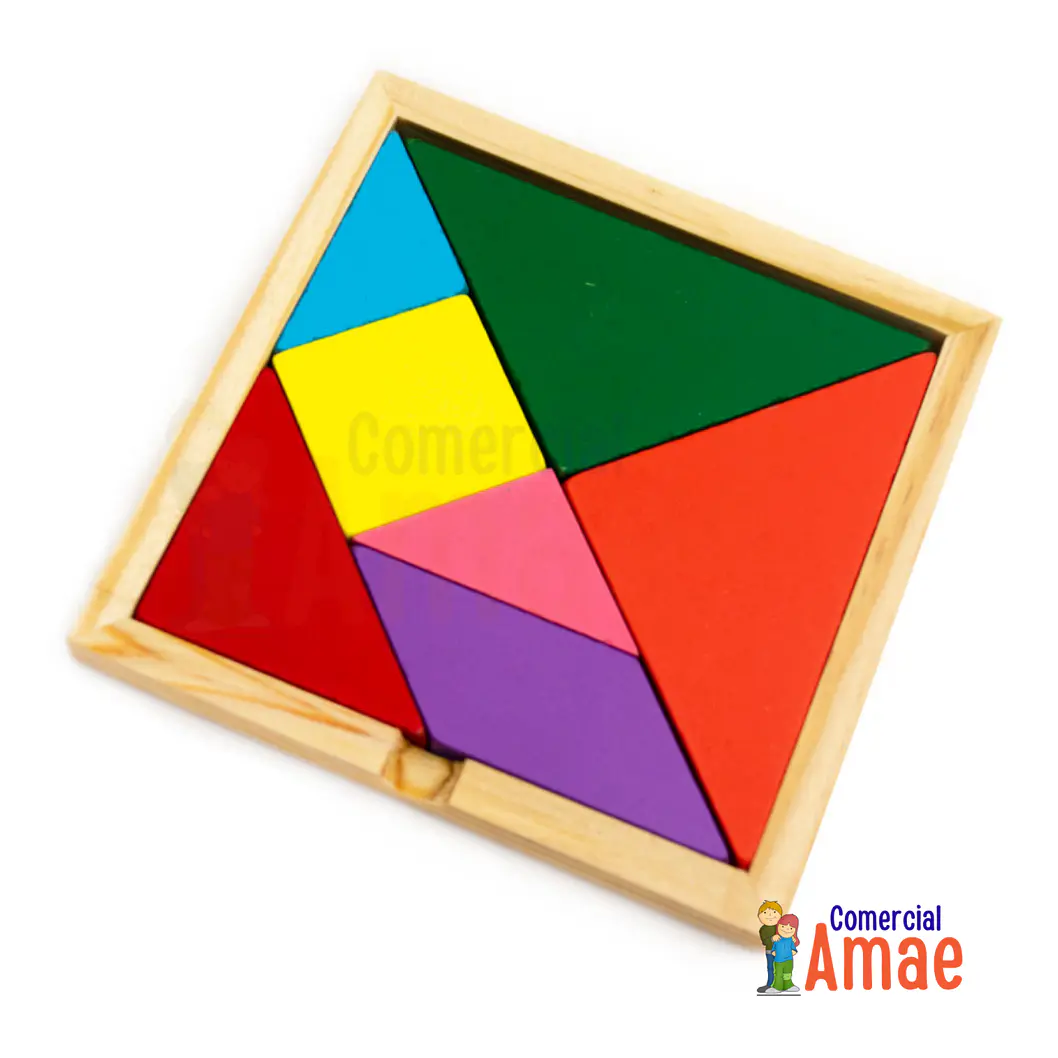 TANGRAMA DE MADERA COLOR CON BASE 1