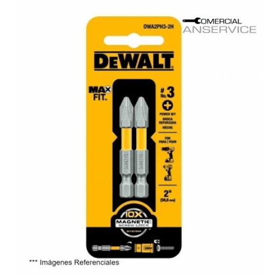 Set puntas PH3 Display 2 Piezas #DWAF2PH3-2H Dewalt ﻿**Producto sin IVA incluido﻿