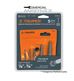 Juego Extractores de Tornillos, 5 Piezas, # EXT-5 Truper ﻿**Producto sin IVA incluido﻿