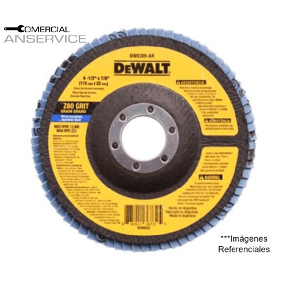 Disco Traslapado 4 1/2" Grano 80 #DW8309-AR, Dewalt ﻿**Producto sin IVA incluido﻿