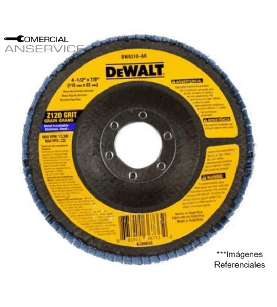 Disco Traslapado 4 1/2" Grano 120 #DW8310-AR, Dewalt ﻿**Producto sin IVA incluido﻿