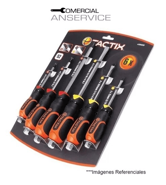 Juego Atornilladores con Torque 6 Piezas #205426 Tactix ﻿**Producto sin IVA incluido﻿