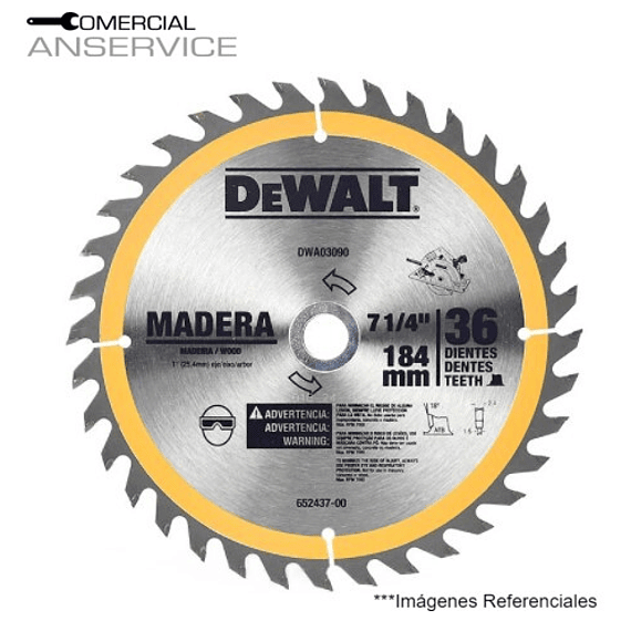 Disco Sierra Circular 7 1/4", 36 Dientes, #DWA03090  Dewalt  ﻿**Producto sin IVA incluido