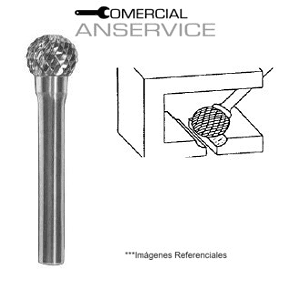 Lima Rotativa 12mm Forma D Esférica #SD1211 TDC **Producto sin IVA incluido