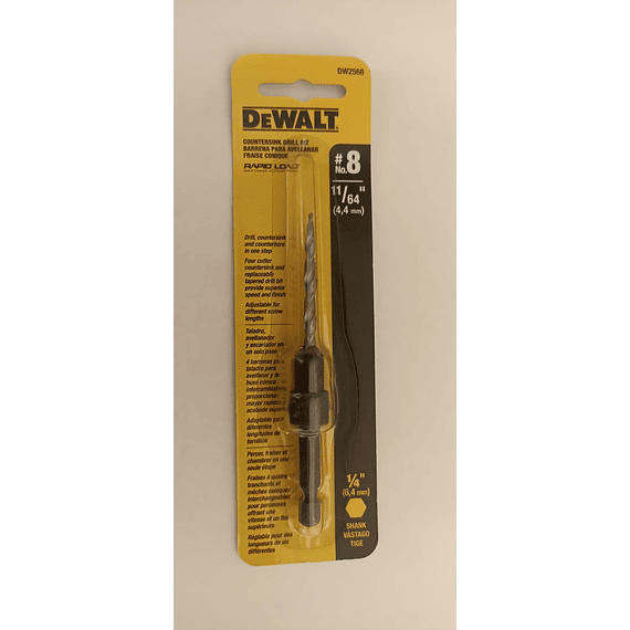 Broca Avellanadora 8  #DW2568 Dewalt **Producto sin IVA incluido 