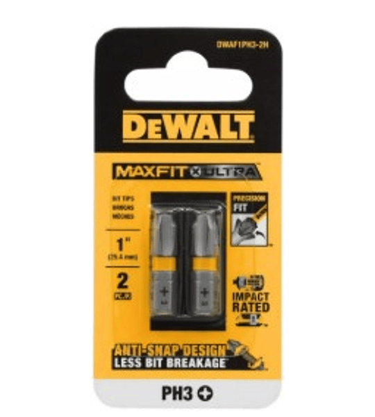 Set puntas PH3 Display 2 Piezas #DWAF1PH3-2H Dewalt ﻿**Producto sin IVA incluido﻿