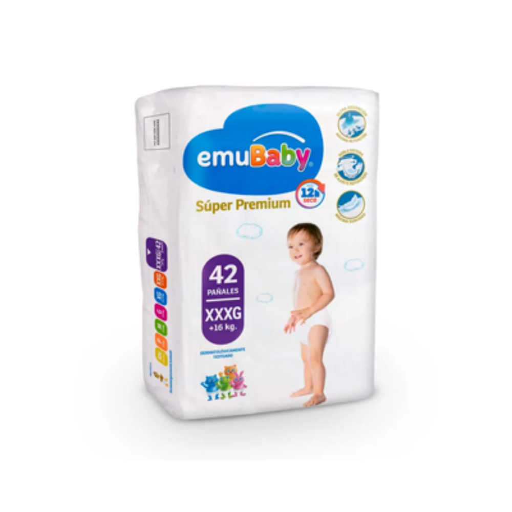 EMUBABY SUPER PREMIUM XXXG 42 PAÑALES 