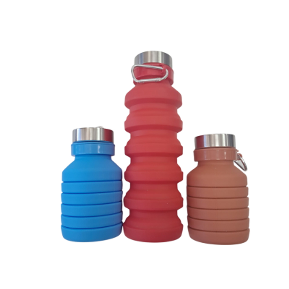 BOTELLA PARA AGUA DE SILICONA RETRACTIL 