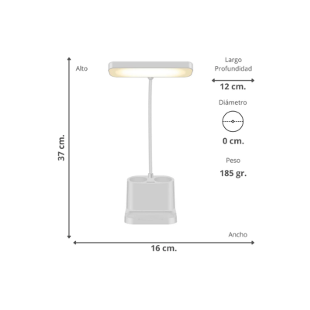 LÁMPARA LED PARA ESCRITORIO LUZ FRIA Y CALIDA RECARGABLE 