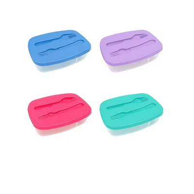 LONCHERA CON DIVISIONES Y CUBIERTOS (CUCHRA Y TENEDOR)