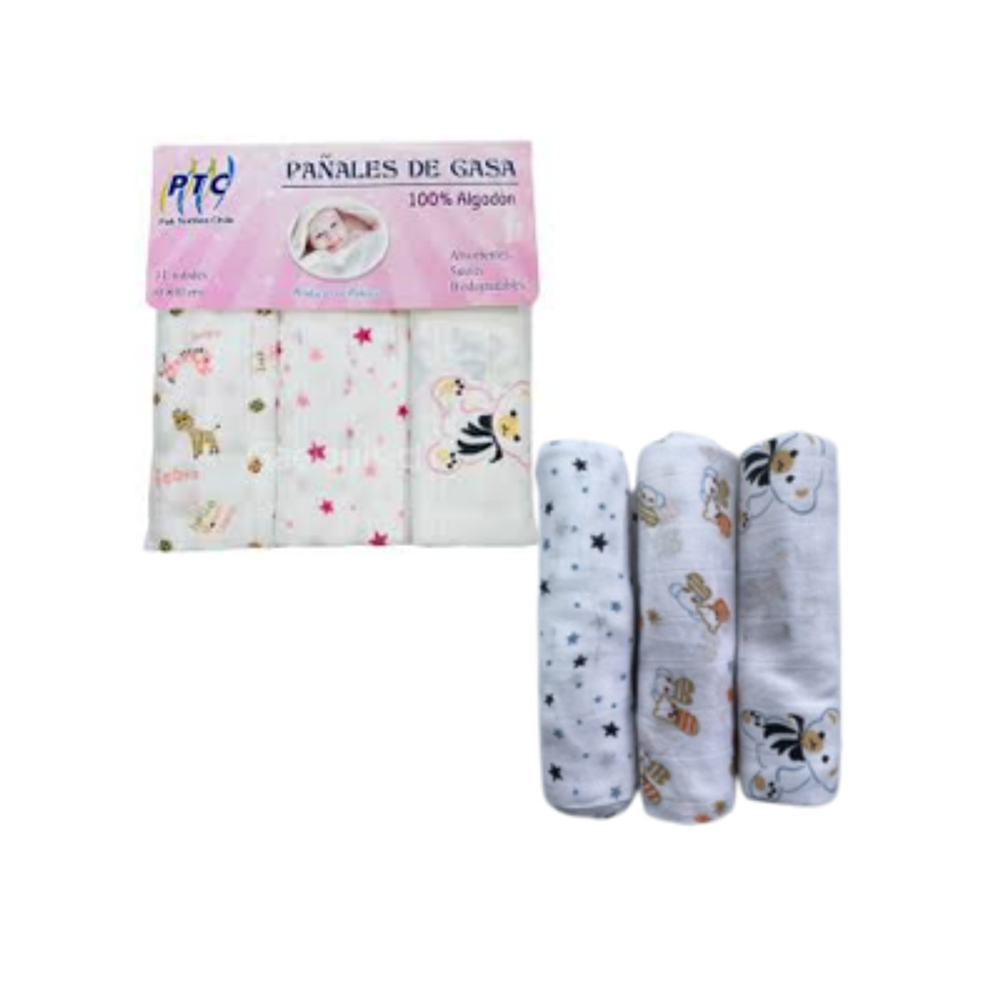 PAÑAL DE GASA X 3 UNI.