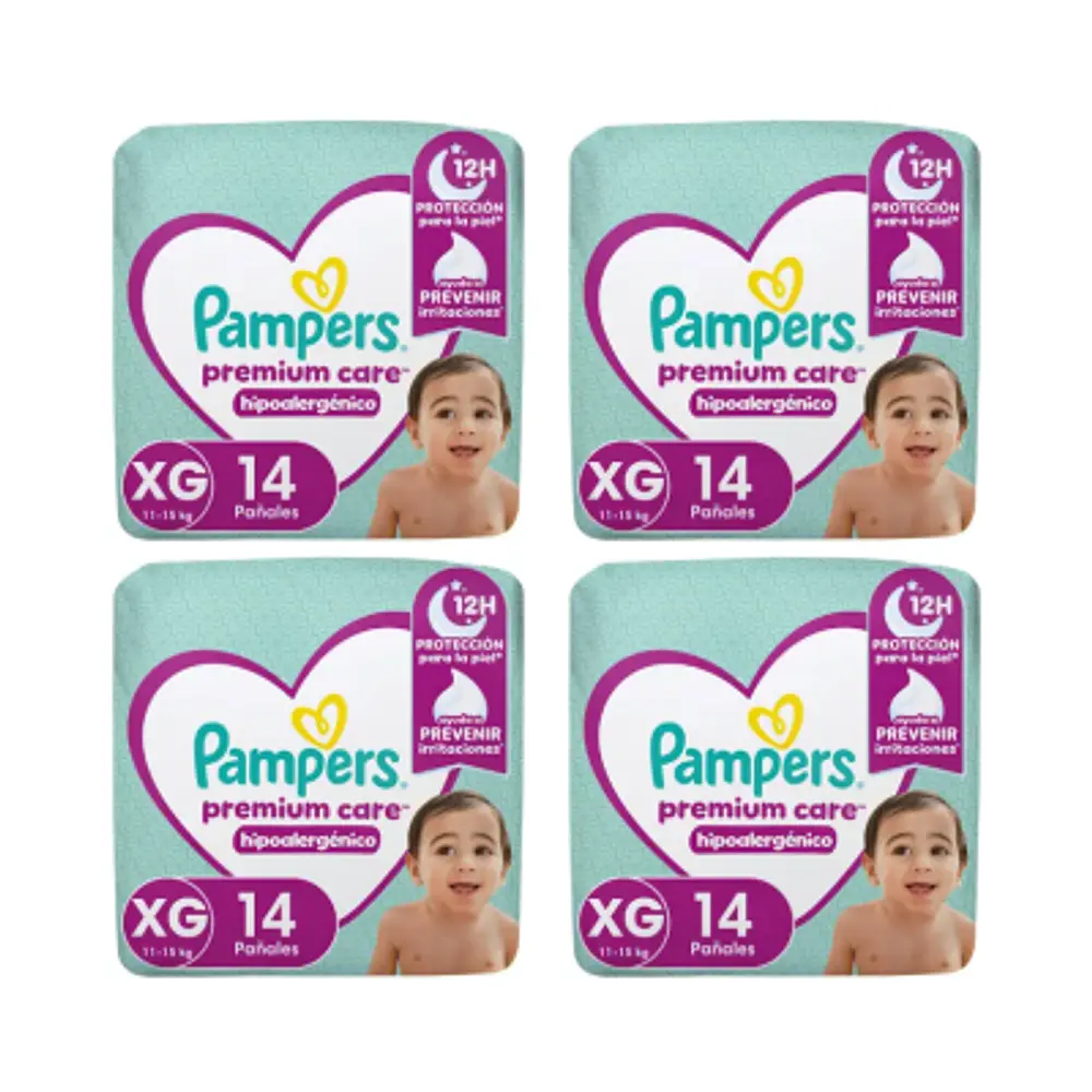 PAMPERS PREMIUM CARE XG 56 PAÑALES PACK QUINCENAL  