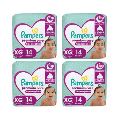 PAMPERS PREMIUM CARE XG 56 PAÑALES PACK QUINCENAL  