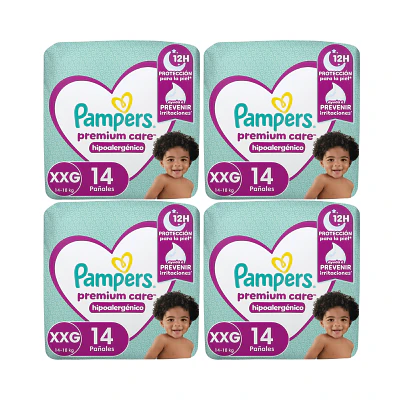 PAMPERS PREMIUM CARE XXG 56 PAÑALES PACK QUINCENAL 