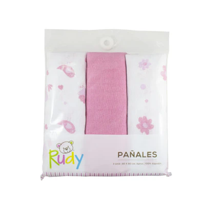 PAÑAL DE GAZA NIÑA 80X80 DE ALGODON RUDY