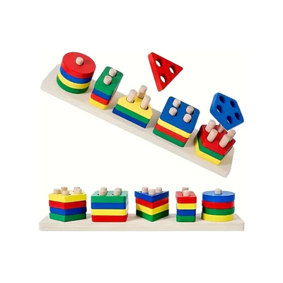 JUEGO ENCAJE GEOMÉTRICO DE MADERA