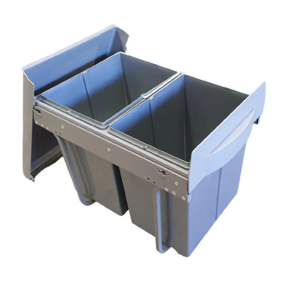 Basurero extraible 2x20Lt con frente curvo 1