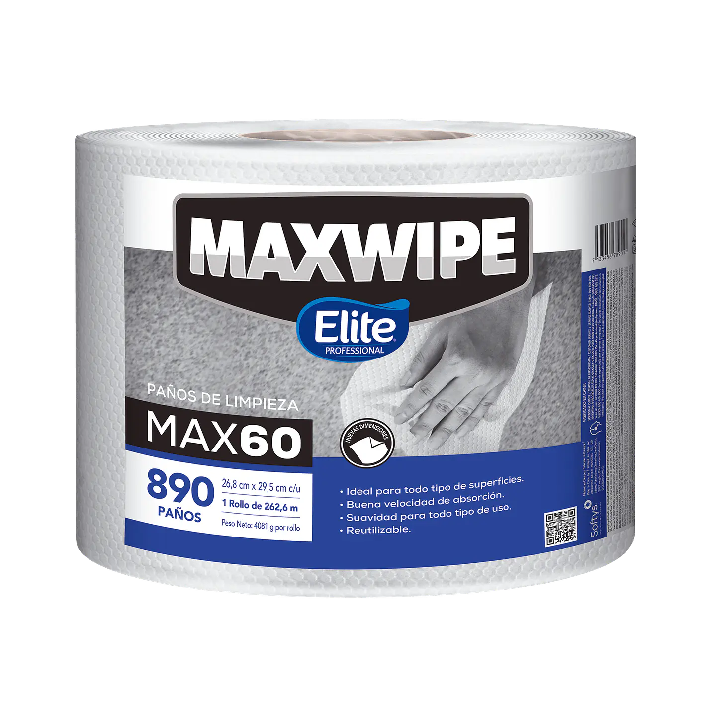 Bobina 890 paños de limpieza reutilizables MAXWIPE MAX60 1