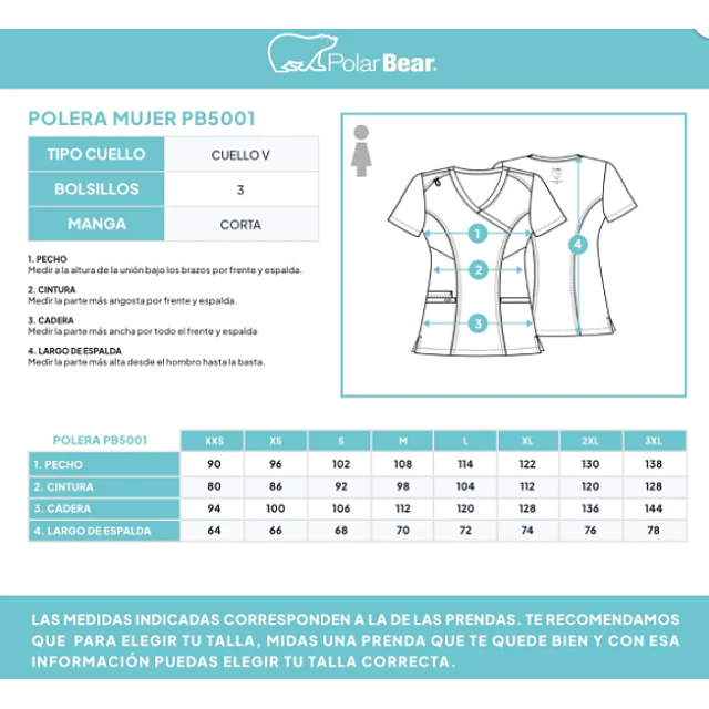 TOP CLÍNICO MUJER, POLAR BEAR LITE PB5001 CIE