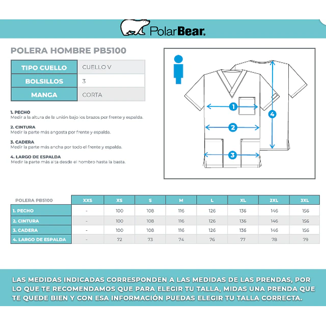 TOP CLÍNICO HOMBRE, POLAR BEAR LITE PB5100 NAV