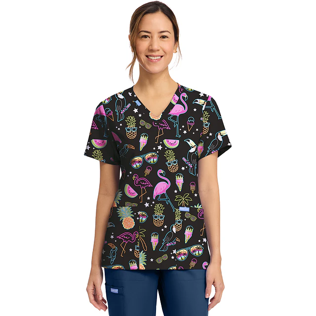 TOP CLÍNICO ESTAMPADO MUJER,  CHEROKEE PRINTS CK856 DWTL